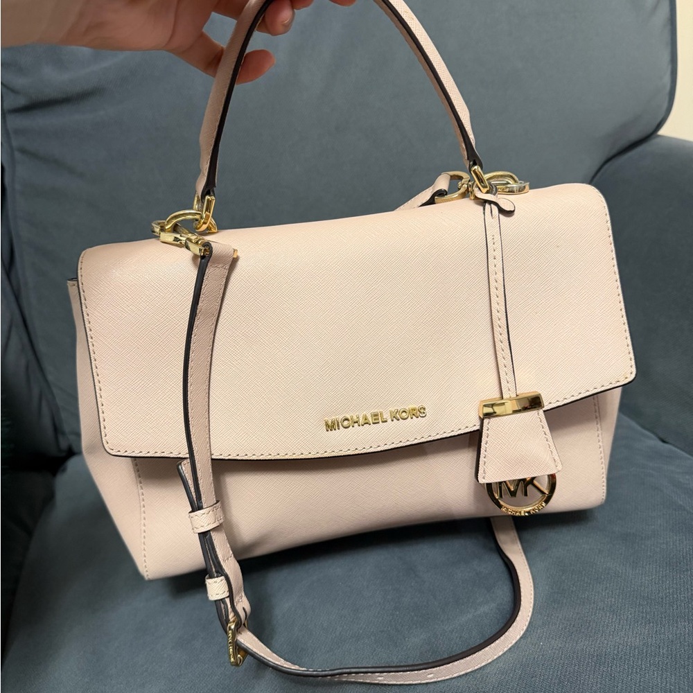 Michael Kors Blush Leather Top-Handle Satchel with Gold Hardware